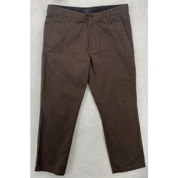 Banana Republic Pants Mens 36x32 Brown Hound's-tooth t Dawson Cotton Stripes - Picture 9 of 12